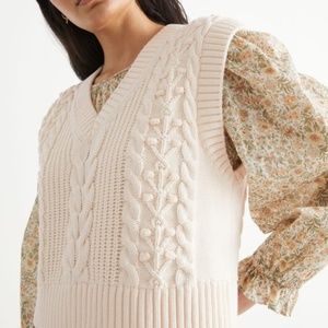 & Other Stories Cable Knit Cream Vest - Medium